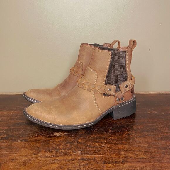 Born Braided Leather Harness Ankle Boot, Women’s US 7.5, Acorn Brown - Picture 2 of 7